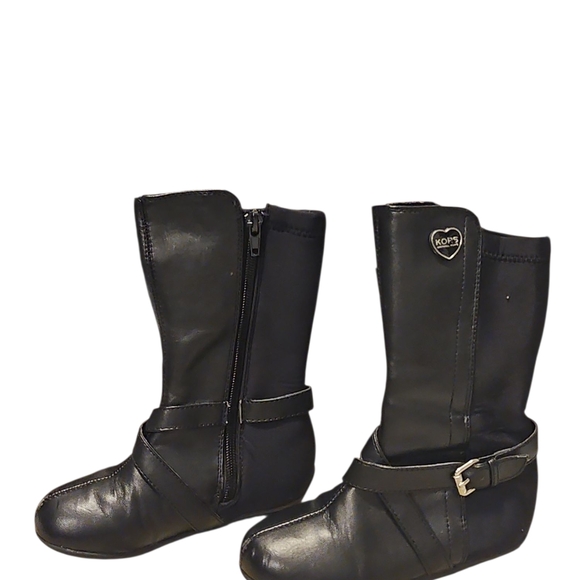 Michael Kors Black Leather Like Boots with Heart Accent - Picture 1 of 6